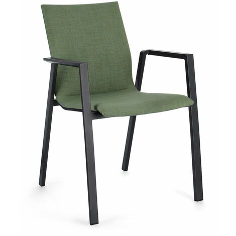 Sedia Odeon con braccioli, struttura in alluminio, impilabile, per esterno -Antracite - Olive / Confezione da 4 pezzi (1/5)