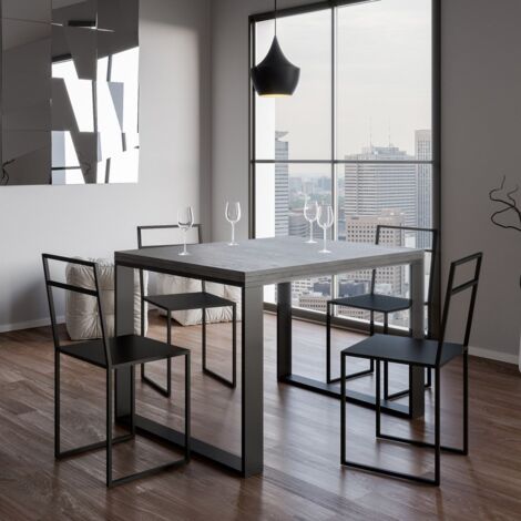 Tavolo apribile 90x120/240 cm Tecno Libra Cemento telaio Antracite (1/3)