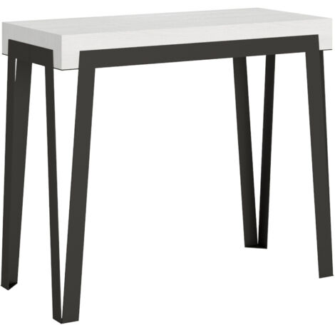 Consolle allungabile 90x40/300 cm Rio Bianco Frassino telaio Antracite (1/5)