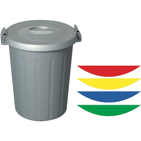 Set 6 Bidoni tondi per immondizia con coperchio e manici raccolta differenziata 25 lt