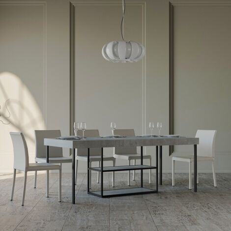 Consolle allungabile 90x40/300 cm Plano Premium Cemento telaio Antracite (1/5)