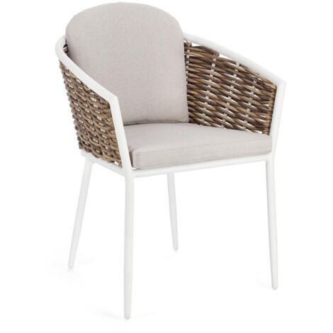 Sedia con braccioli Maribela struttura e gambe in alluminio, per esterno, seduta con cuscini -Bianco / Confezione singola (1/5)