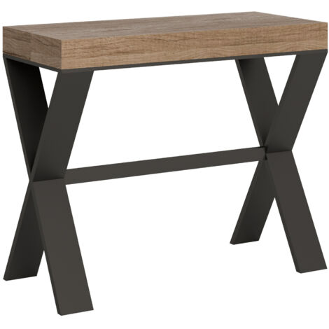 Consolle allungabile 90x40/196 cm Xenia Small Quercia Natura telaio Antracite (1/5)