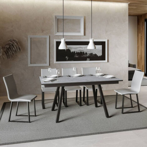 Tavolo allungabile 90x160/220 cm Mirhi Cemento telaio Antracite (1/5)