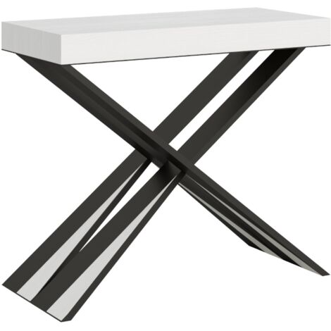 Consolle allungabile 90x40/196 cm Diago Small Premium Bianco Frassino telaio Antracite
