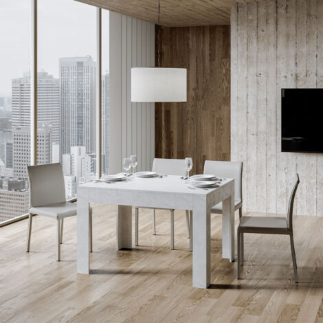 Tavolo "Viterbo" allungabile in legno per sala da pranzo -Allungabile fino a 180 cm / Bianco Spatolato (1/5)