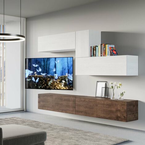 Parete attrezzata per soggiorno porta TV con ripiani per arredamento camere  ed interni 268 cm