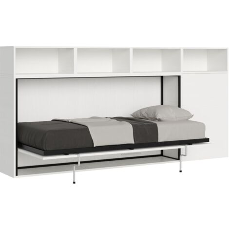 Letto "Venezia" singolo a scomparsa con scompartimenti, in legno, con apertura orizzontale, per camera da letto -Senza materasso / Composizione C (1/5)