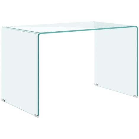 Scrittoio da ufficio, fisso, in vetro trasparente, per arredamento interni -120 x 70 cm (1/5)