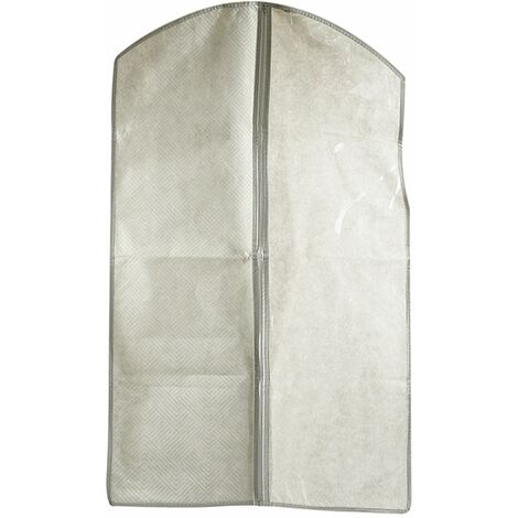 Custodia porta abiti in TNT appendibile per cambio stagione, color bianco, da 60 x 100 cm