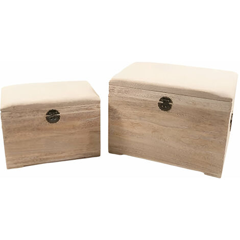 Bauli in legno con seduta comoda, in legno, ideale per conservare indumenti, set da 2 pezzi (1/3)