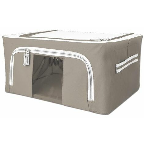 Scatola cambio stagione rigida box in tessuto salvaspazio per armadio con doppia cerniera -40 x 50 x h 22 cm / Tortora (1/5)