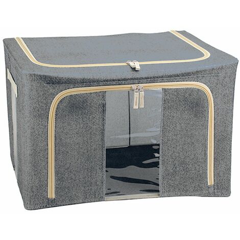 Scatola cambio stagione rigida box in tessuto salvaspazio per armadio con doppia cerniera -60 x 42 x h 35 cm / Grigio