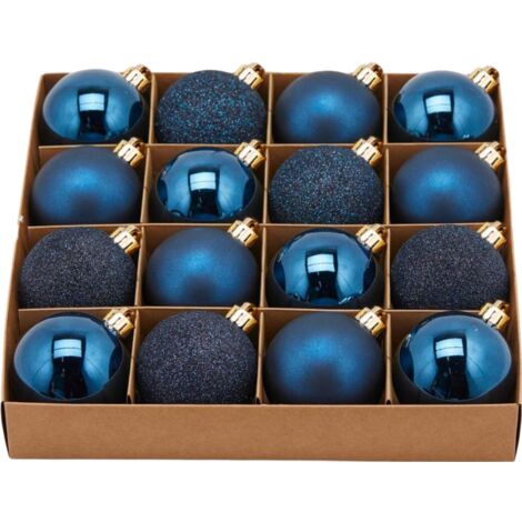 Palline per albero di Natale, colore Blu, tinta unita, in PVC -4 palline da Ø 10 cm (1/4)