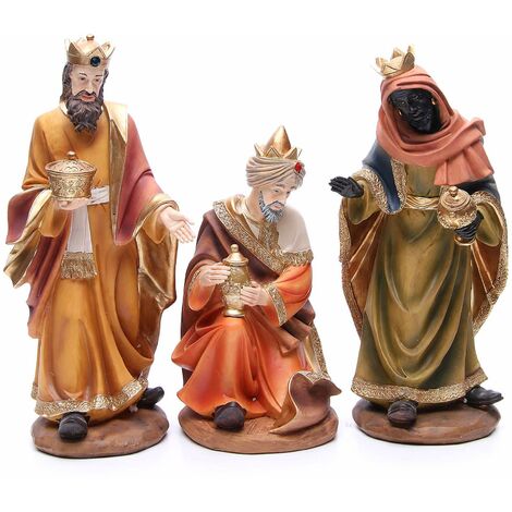 Set dei 3 re magi per presepe decorazione natalizia soggetti natività -9 cm