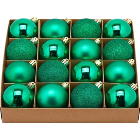Palline per albero di Natale, colore Verde, tinta unita, in PVC -4 palline da Ø 10 cm (1/4)