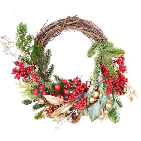 Ghirlanda Natalizia In PVC 180 Cm Con Bacche E Pigne – Abete Rochester – Decorazione Versatile Per Albero O Parete