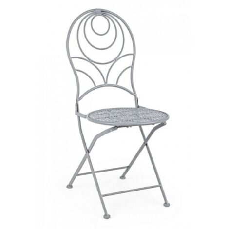 Sedia Pieghevole Da Esterno, Acciaio Verniciato, Decorazione A Mosaico Agrumi - Portata 120 Kg, Resistente Ai Raggi UV
