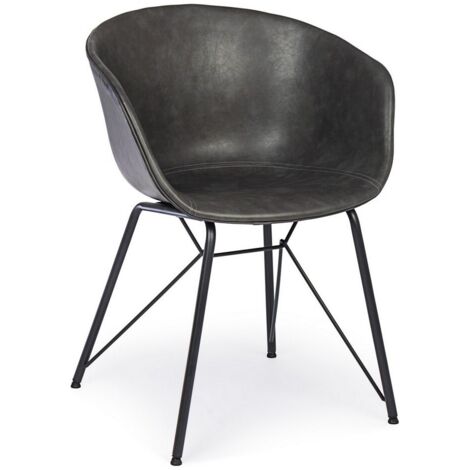 Sedia vintage ecopelle antracite Warhol (1/5)