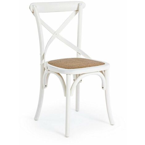Sedia Cross con struttura in legno di olmo, per arredo interno 50,5 x 52 x h 87 cm -Bianco / Confezione da 4 pezzi (1/5)