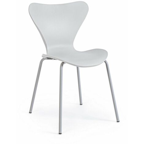 Sedia Tessa con gambe in acciaio verniciato a polvere epossidica, per arredo interno 50 x 49,5 x h 82 cm -Grigio / Confezione da 2 pezzi (1/5)