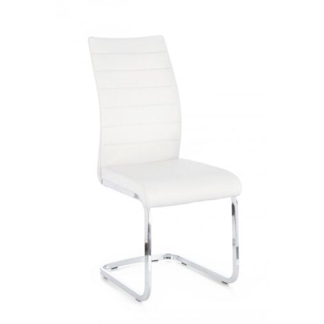 Sedia moderna imbottita in ecopelle bianco MYRA