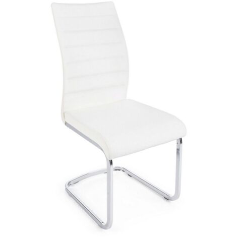 Sedia Myra con struttura seduta e schienale in compensato, per arredo interno 41 x 60 x h 98 cm -Bianco / Confezione da 2 pezzi (1/5)