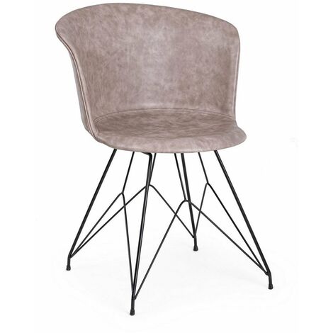 Sedia Loft con gambe in acciaio verniciato a polvere epossidica, per arredo interno 56 x 54 x h 76 cm -Nero / Beige / Confezione da 2 pezzi (1/5)