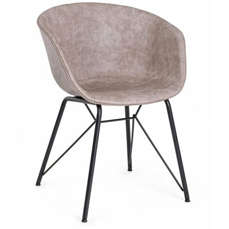 Sedia Warhol con gambe in acciaio verniciato a polvere epossidica, per arredo interno 59 x 54,5 x h 80 cm -Nero / Beige / Confezione da 4 pezzi (1/5)