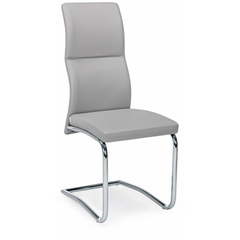 Sedia Thelma con struttura in acciaio, per arredo interno 43,5 x 62 x h 102 cm -Grigio Chiaro / Confezione da 2 pezzi