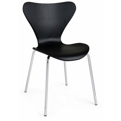 Sedia Tessa con gambe in acciaio verniciato a polvere epossidica, per arredo interno 50 x 49,5 x h 82 cm -Nero / Confezione da 4 pezzi (1/5)