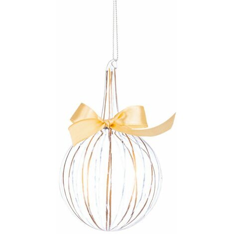 Palline per albero di Natale in vetro trasparente da Ø 8 cm decorate color Oro-Nero h 13 cm (1/2)