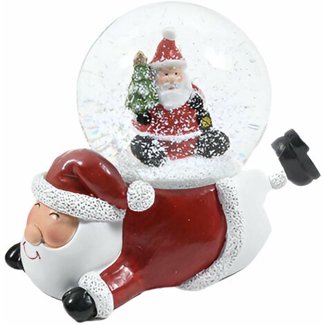 Palla di neve con Babbo Natale, decorazione colore rosso e bianco, 10.5 x  7.5 x h 8.5