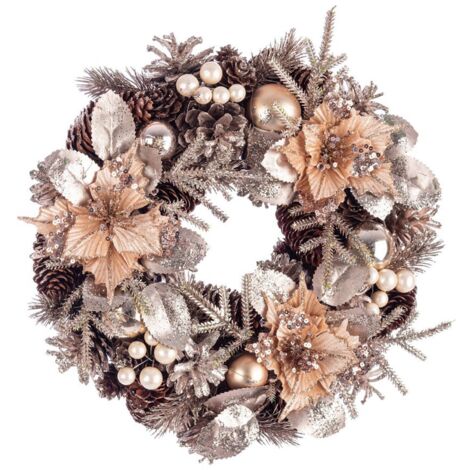 Keyhomestore Alberello Natalizio LED Oro - Albero Di Plastica Luminoso 28 Cm - Decorazione Centrotavola E Soprammobile