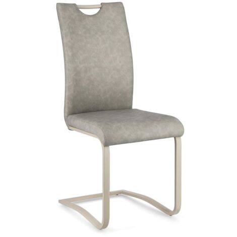 Sedia Kenneth con gambe in acciaio verniciato a polvere epossidica, per arredo interno 42 x 56 x h 102 cm -Tortora / Confezione da 2 pezzi (1/5)