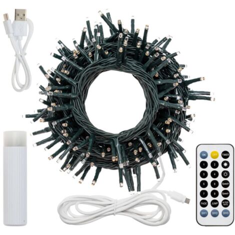 Catena lineare di luci miniled bianco caldo Ø 3 mm con telecomando per decorazioni natalizie -200 miniled - 10 m