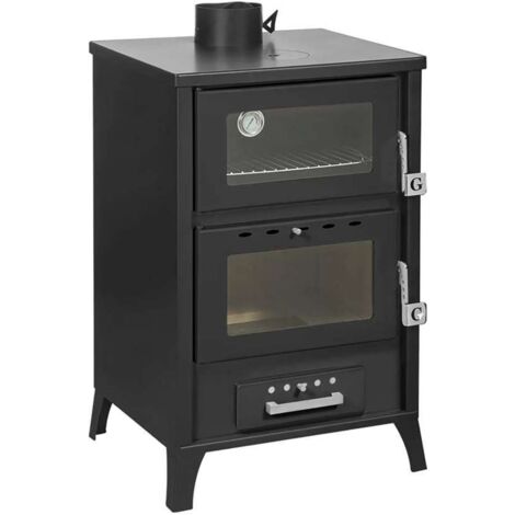 Stufa a legna "Marika" 22 kw con forno in acciaio verniciato h 91,5 cm -Nero