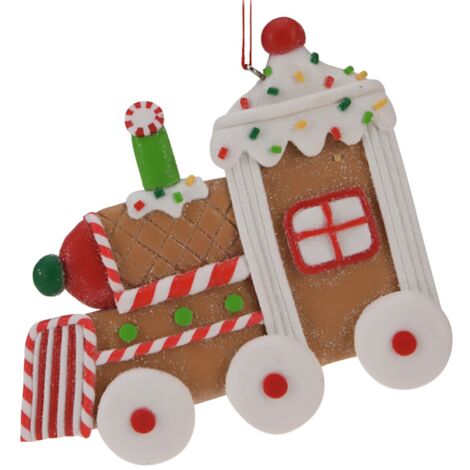 Pendenti per Albero di Natale a forma di trenino di zenzero, in PVC, da 9 cm, confezione da 12 pezzi