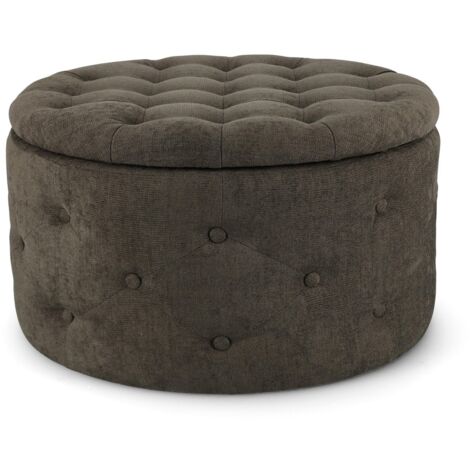 Poltrona Pouf "Ernestine" per interno, con struttura in legno di pino e mdf da Ø70 x 40h cm -Frost