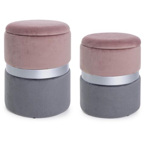 Set due pouf moderni apribili grigio rosa grigio