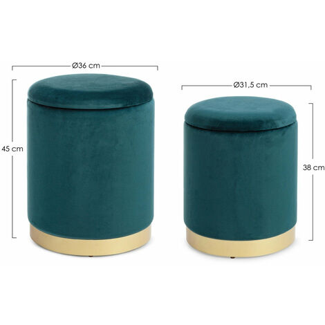 Poltrona Pouf Polina per interno, con struttura In mdf e compensato, Set da  2 pezzi -Rosa