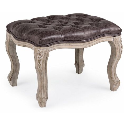 Poltrona Pouf "Diva" per interno, con struttura in rubber wood da 53x42x38cm -Dark (1/5)