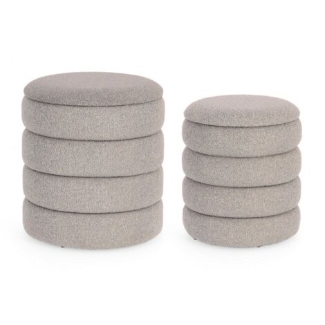 Pouf Contenitore Bouclé Grigio Moderno da Interno - JACKSON
