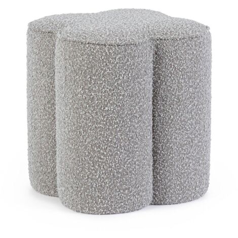 Pouf Bouclé Bianco Moderno da Interno - RACHEL