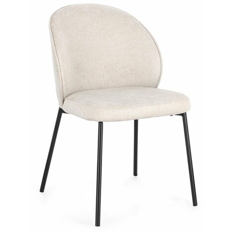 Sedia Wendy con struttura in acciaio, per arredo interno 54 x 60 x h 83 cm -Nero/Beige / Confezione da 2 pezzi