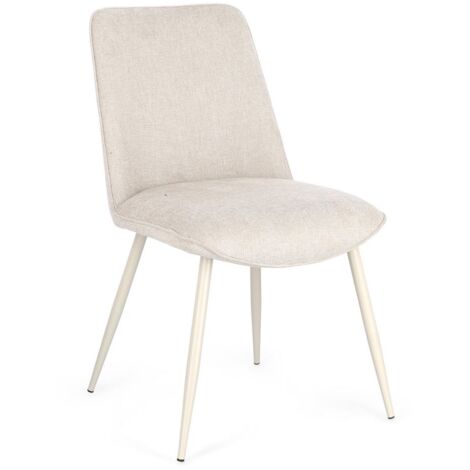 Sedia Cora con struttura in acciaio, per arredo interno 48 x 62 x h 84 cm -Beige/Beige / Confezione da 4 pezzi