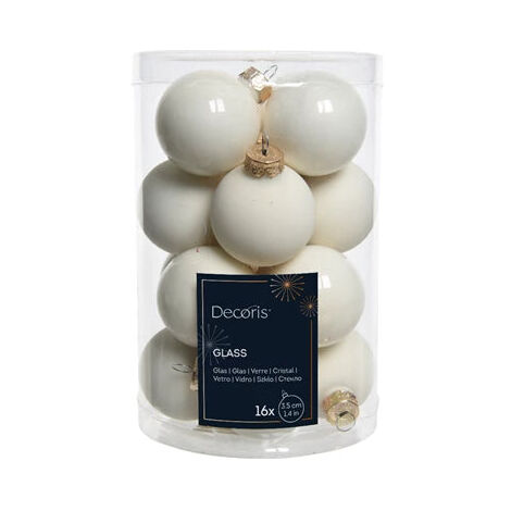 Palline in vetro per albero di natale Bianche decorazione natalizia -16 Palline da Ø 3.5 cm