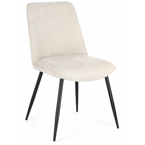 Sedia Cora con struttura in acciaio, per arredo interno 48 x 62 x h 84 cm -Nero/Beige / Confezione da 2 pezzi