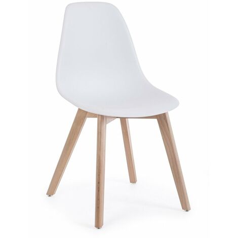 Sedia System con gambe in legno di faggio, per arredo interno 51,5 x 46,5 x h 86 cm -Bianco / Confezione da 2 pezzi (1/5)