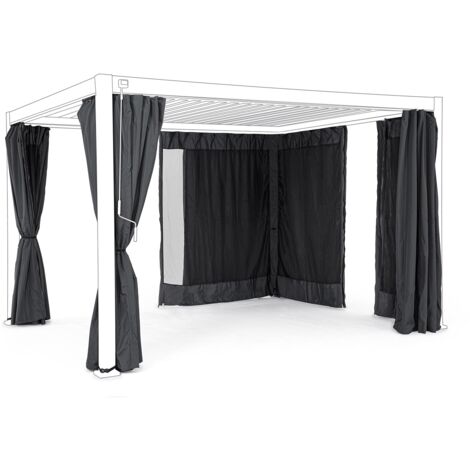 Set 4 Teli laterali con zanzariera per pergola Bioclimatica -Bianco / 3 x 3 mt (1/5)